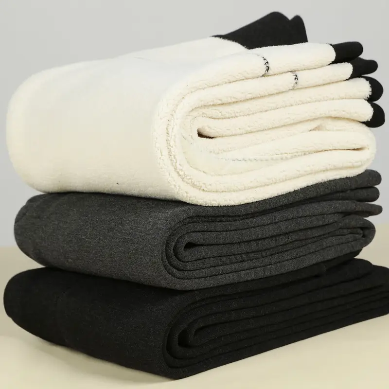 Wholesale men's warm pants winter fleece-lined thick leggings velvet pants men's high waist plus size cotton pants cold-proof pants