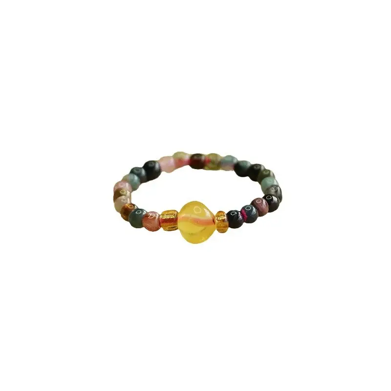 Ayru Natural Candy Tourmaline Ring Amber Braided Women