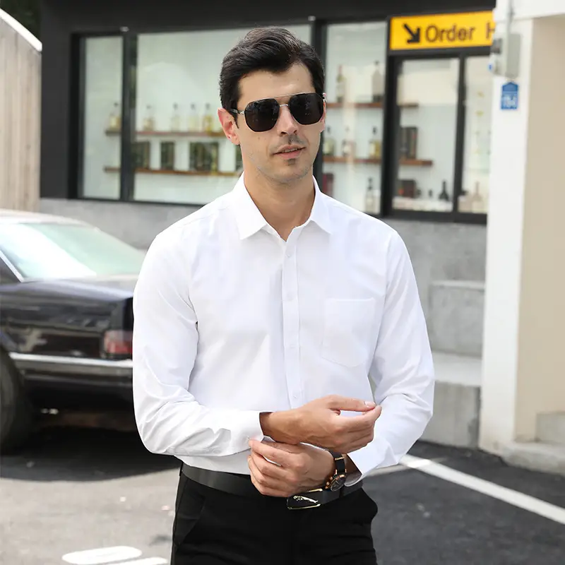 Men's Light Blue Slim Fit Formal Shirt Long Sleeve - Image 5