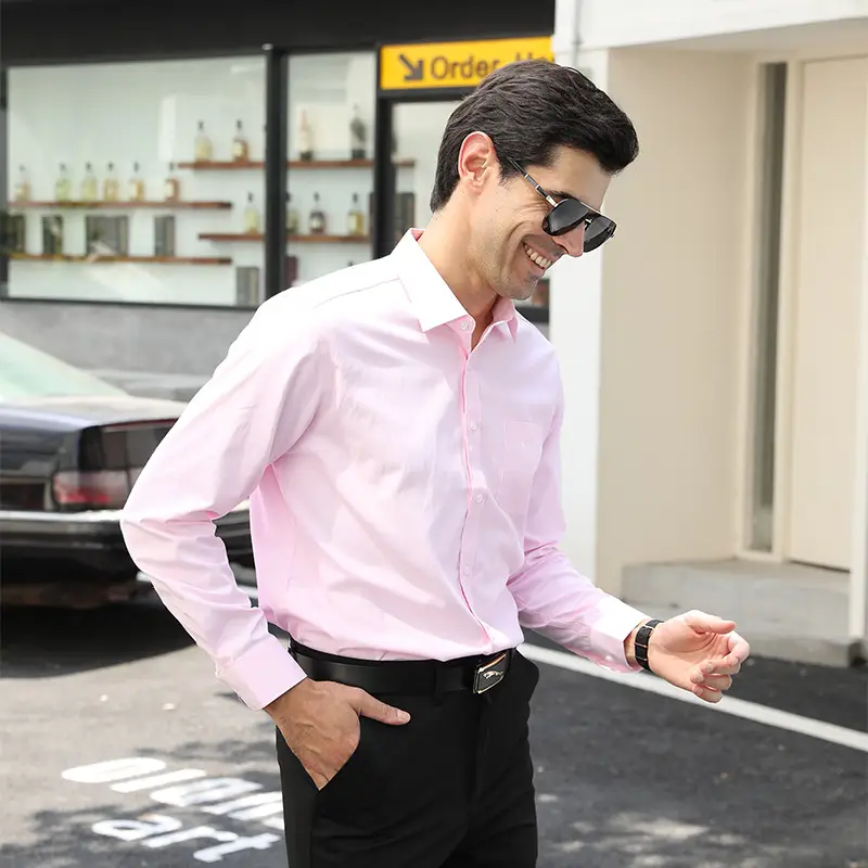 Men's Light Blue Slim Fit Formal Shirt Long Sleeve - Image 7