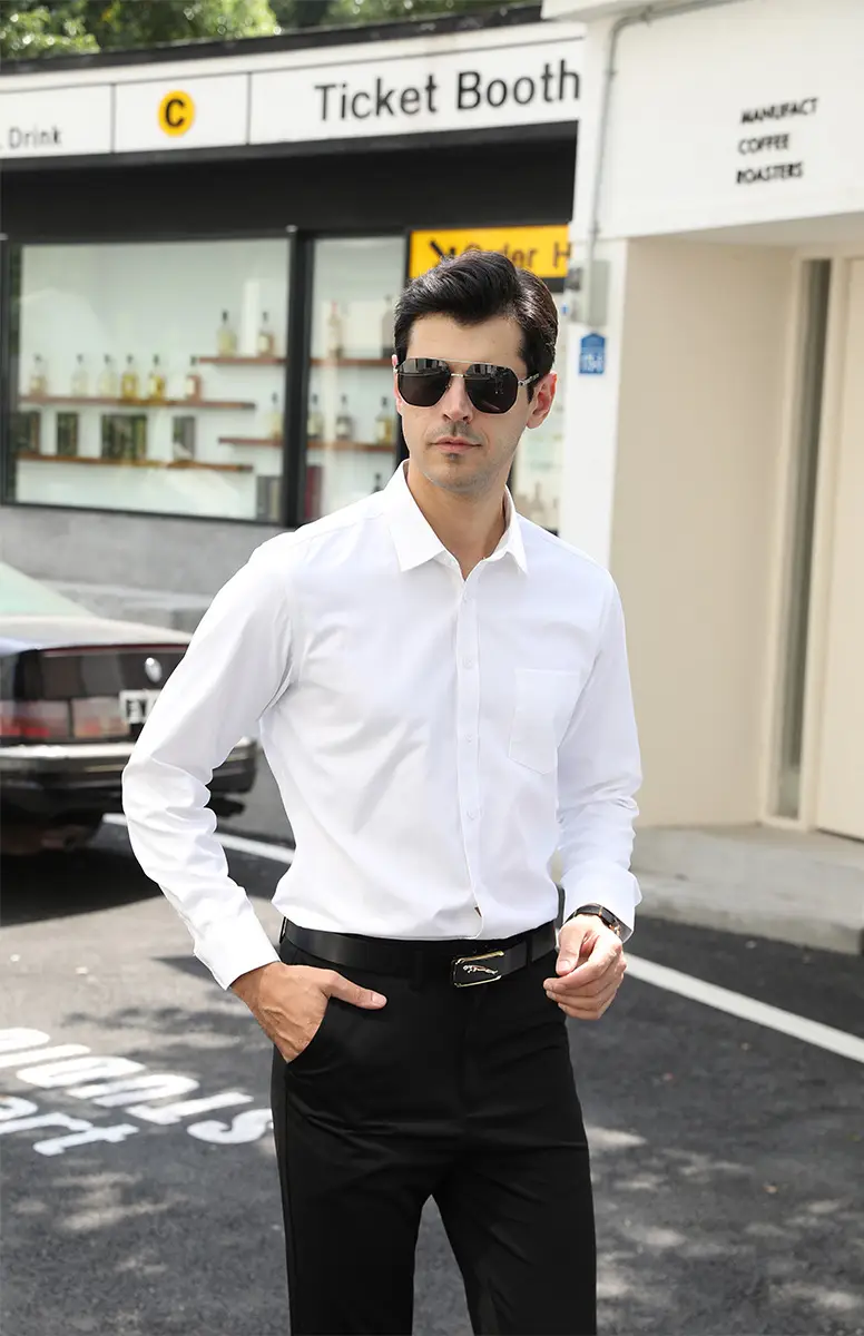 Men's Light Blue Slim Fit Formal Shirt Long Sleeve — feature 28