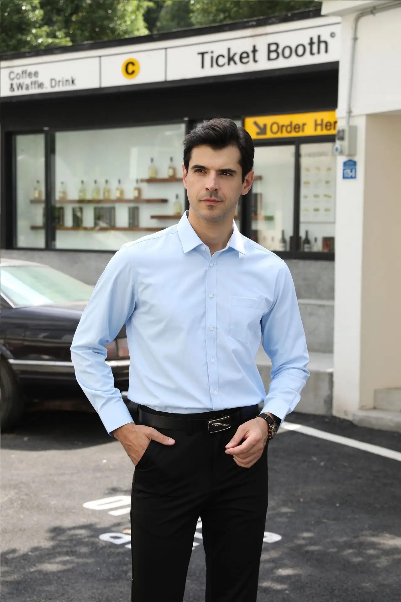Men's Light Blue Slim Fit Formal Shirt Long Sleeve — feature 30