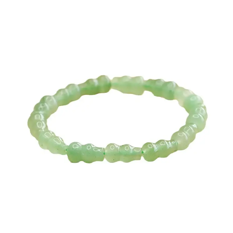 Green Jade Gourd Bracelet with "K" Engraving - Image 6