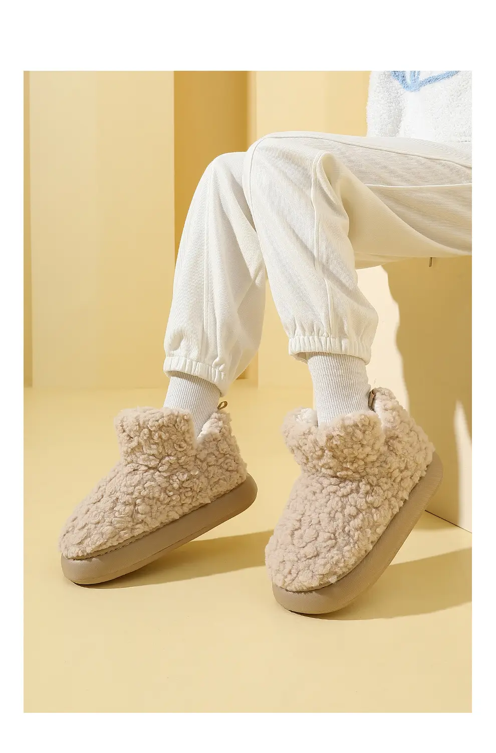 Women's Fuzzy Cotton Slippers for Autumn and Winter, Suitable for Outdoor Wear, 2025 New Model, Warm, Closed Heel, Wholesale Available, Thick-Soled, Non-Slip Cotton Shoes — feature 13