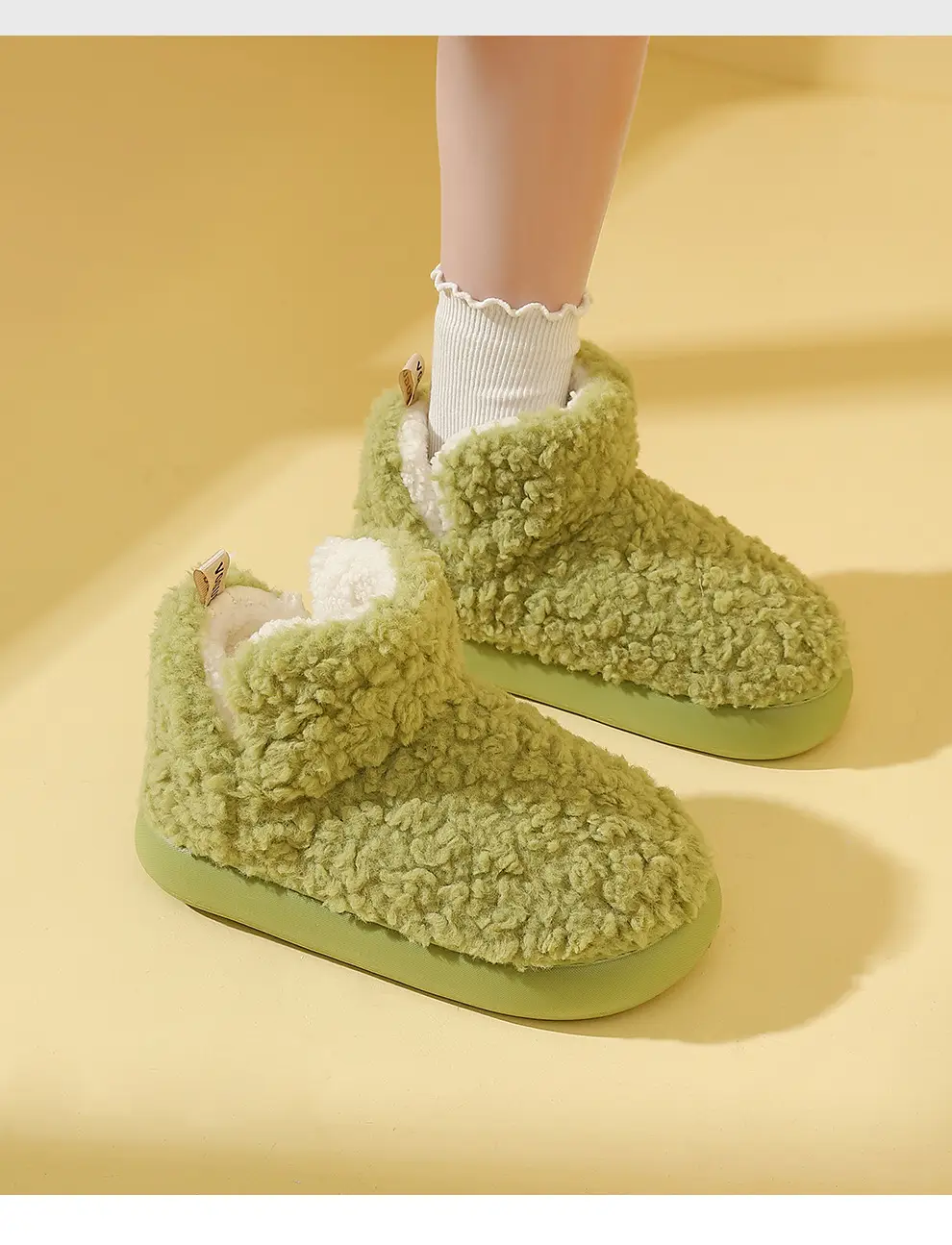 Women's Fuzzy Cotton Slippers for Autumn and Winter, Suitable for Outdoor Wear, 2025 New Model, Warm, Closed Heel, Wholesale Available, Thick-Soled, Non-Slip Cotton Shoes — feature 4