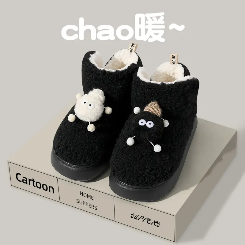 Women's Fuzzy Cotton Slippers for Autumn and Winter, Suitable for Outdoor Wear, 2025 New Model, Warm, Closed Heel, Wholesale Available, Thick-Soled, Non-Slip Cotton Shoes - Image 10