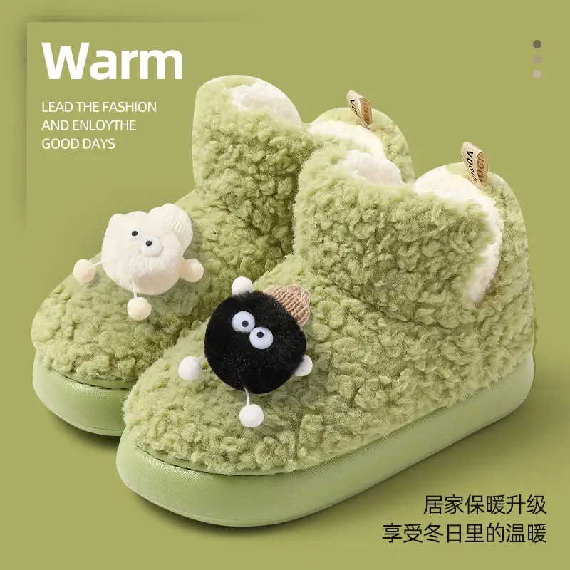 Women's Fuzzy Cotton Slippers for Autumn and Winter, Suitable for Outdoor Wear, 2025 New Model, Warm, Closed Heel, Wholesale Available, Thick-Soled, Non-Slip Cotton Shoes - Image 8