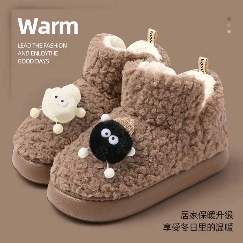 Women's Fuzzy Cotton Slippers for Autumn and Winter, Suitable for Outdoor Wear, 2025 New Model, Warm, Closed Heel, Wholesale Available, Thick-Soled, Non-Slip Cotton Shoes - Image 9