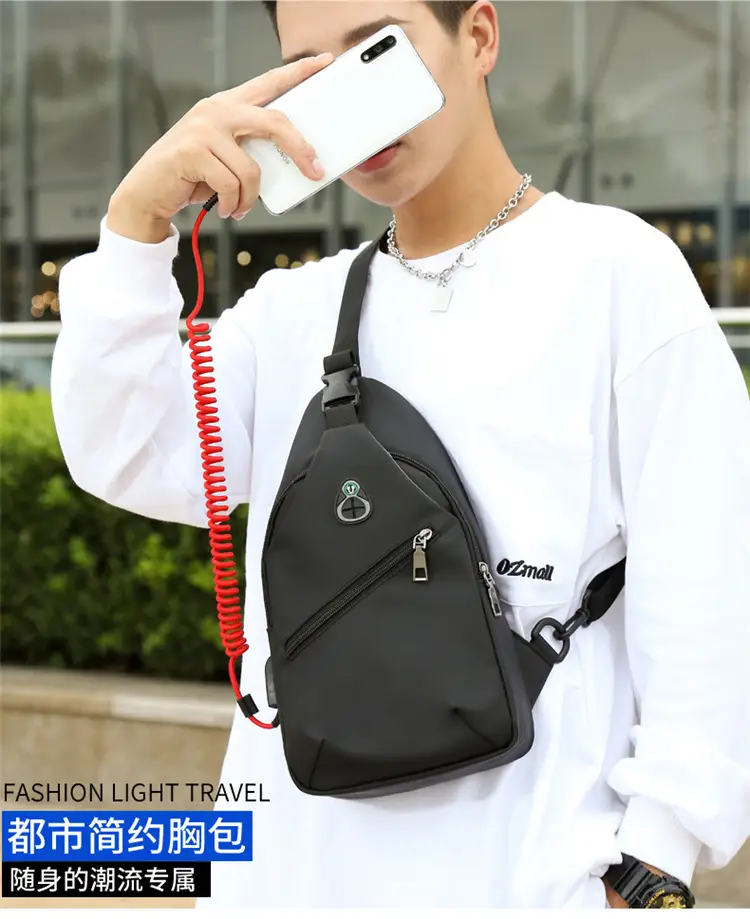 Men's Blue Waterproof Chest Bag with Adjustable Strap — feature 1