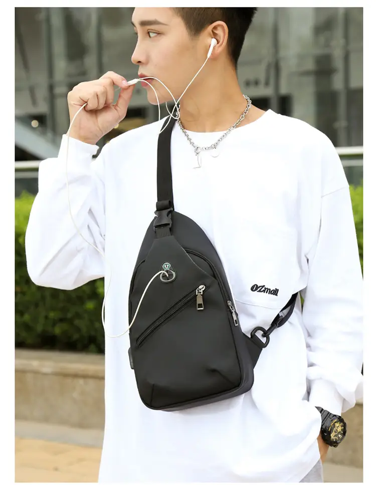 Men's Blue Waterproof Chest Bag with Adjustable Strap — feature 21