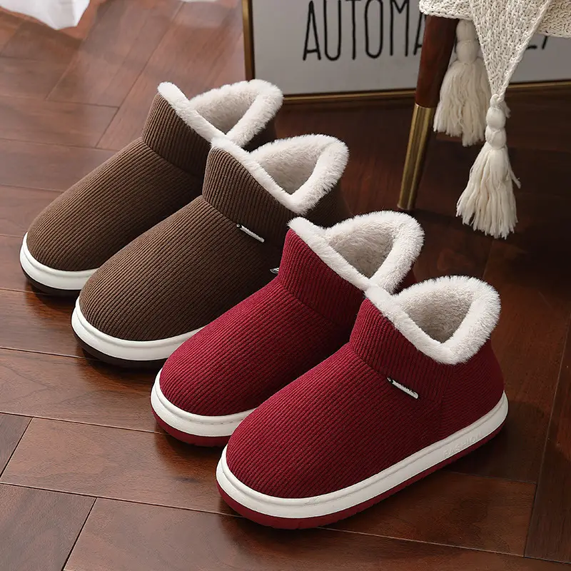 Women's cotton-padded slippers with shit feeling Winter non-slip covered heel 2023 new indoor home thick-soled plush cotton-padded shoes for men - Image 6