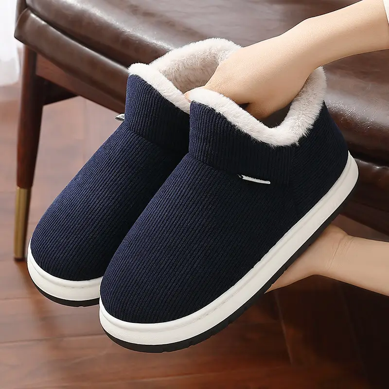 Women's cotton-padded slippers with shit feeling Winter non-slip covered heel 2023 new indoor home thick-soled plush cotton-padded shoes for men - Image 7