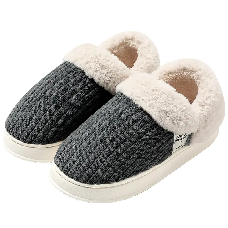 Covered Heel Cotton Slippers for Women Winter Couples Indoor Home Household Women's Winter Plush Warm Cotton Shoes Men's Winter Wholesale - Image 7