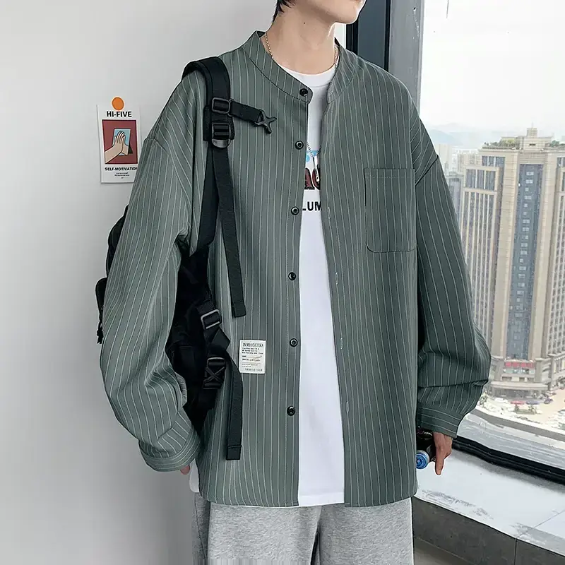 Boys Striped Japanese Casual Coat Plus Size Spring Autumn — feature 14