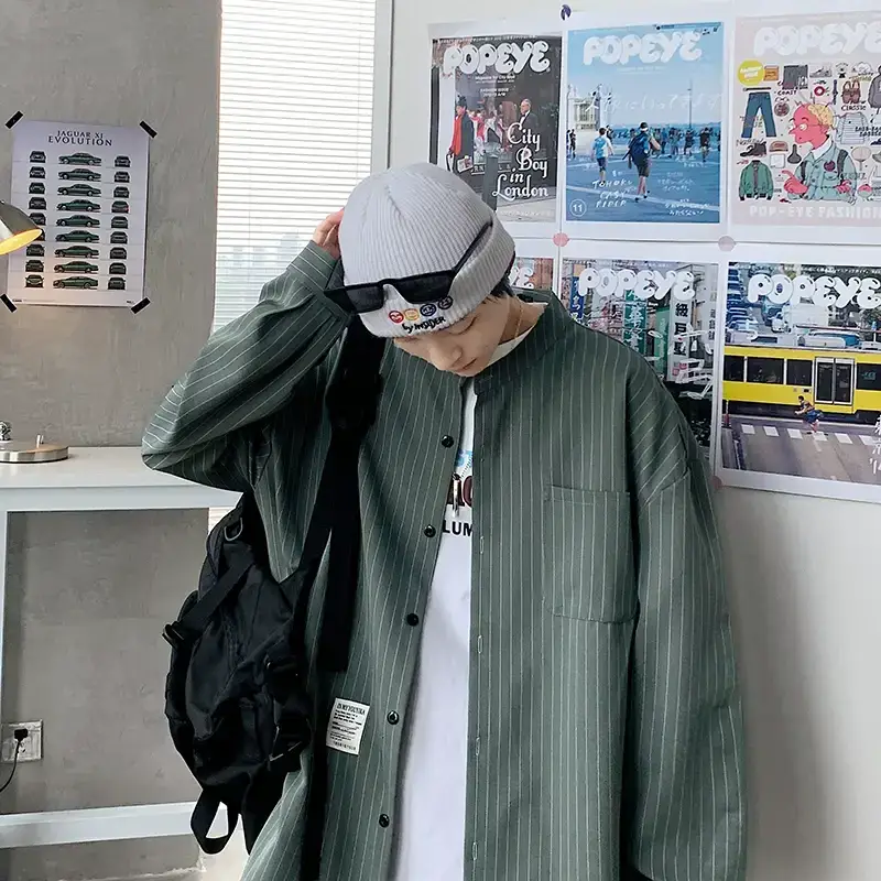 Boys Striped Japanese Casual Coat Plus Size Spring Autumn — feature 15