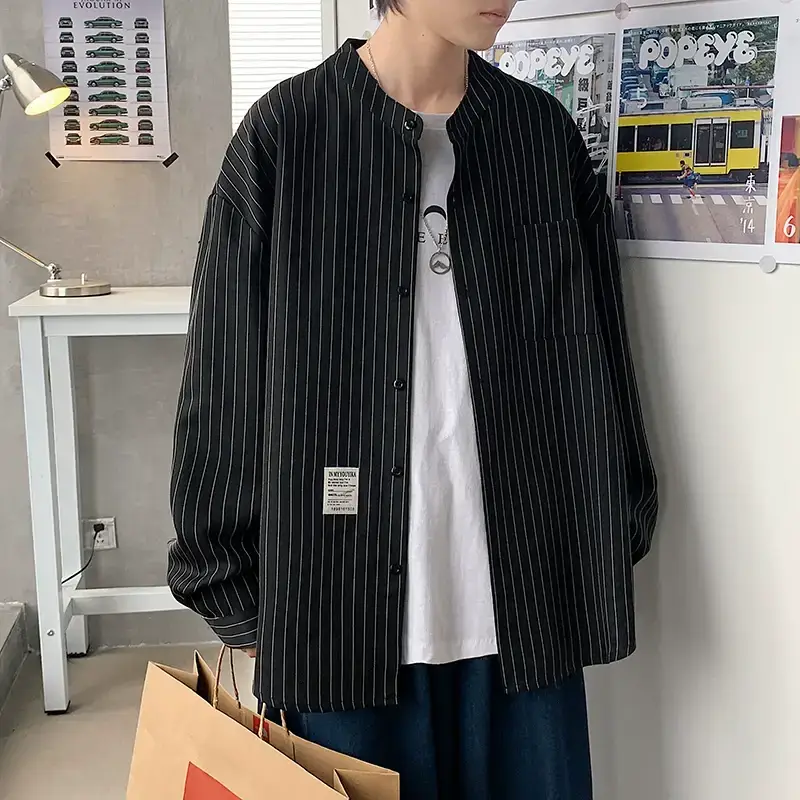 Boys Striped Japanese Casual Coat Plus Size Spring Autumn — feature 22
