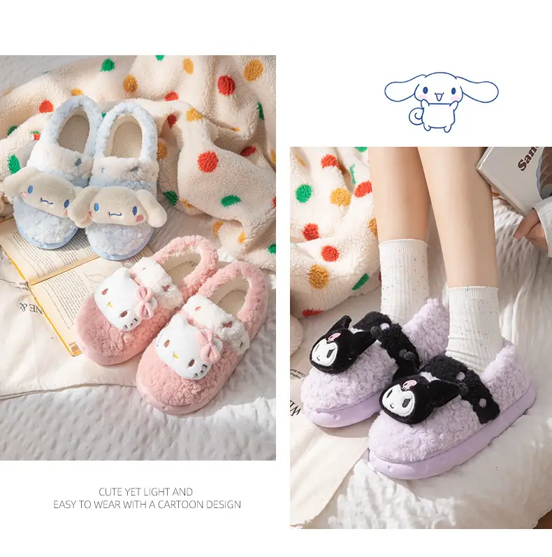 Big Ear Dog Bag with Cotton Slippers Women's Cute Girl Sanrio Dormitory Indoor Home Warm fleece-lined Mao Mao Cotton Shoes — feature 16