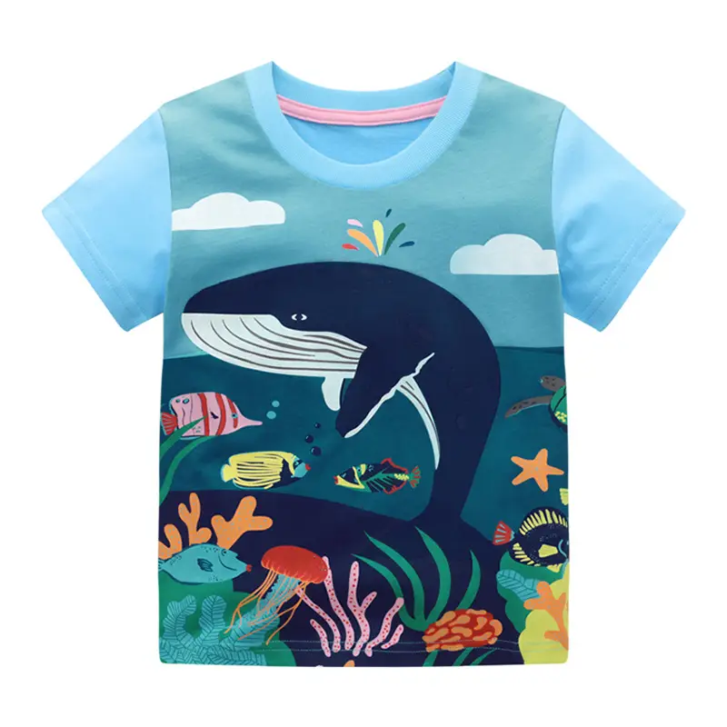 Kids Dino Print T-Shirt Gray Short Sleeve Summer 2025 - Image 2
