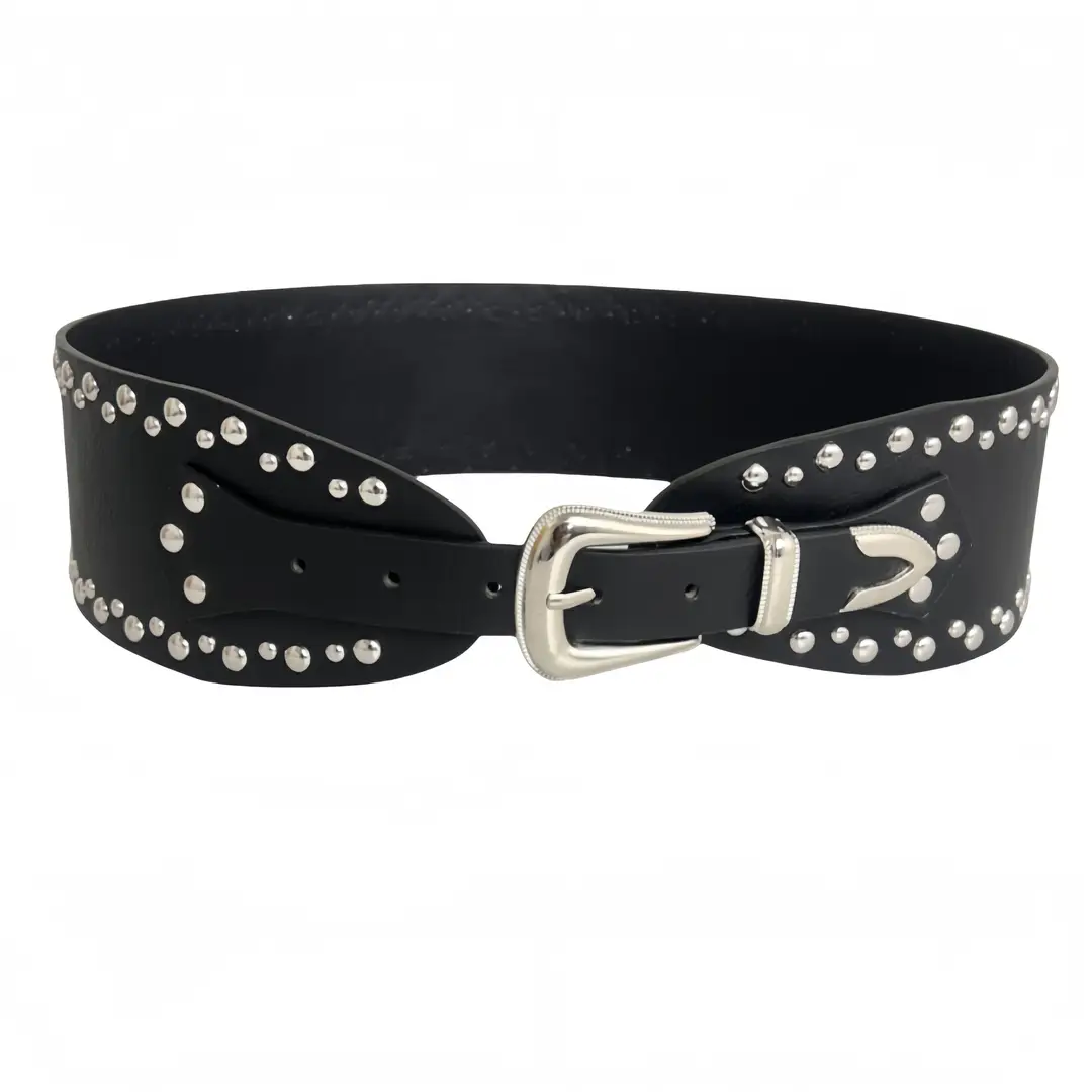 New Y2K rivet punk wide belt personalized hot girl fashion Joker retro cross-border belt supply