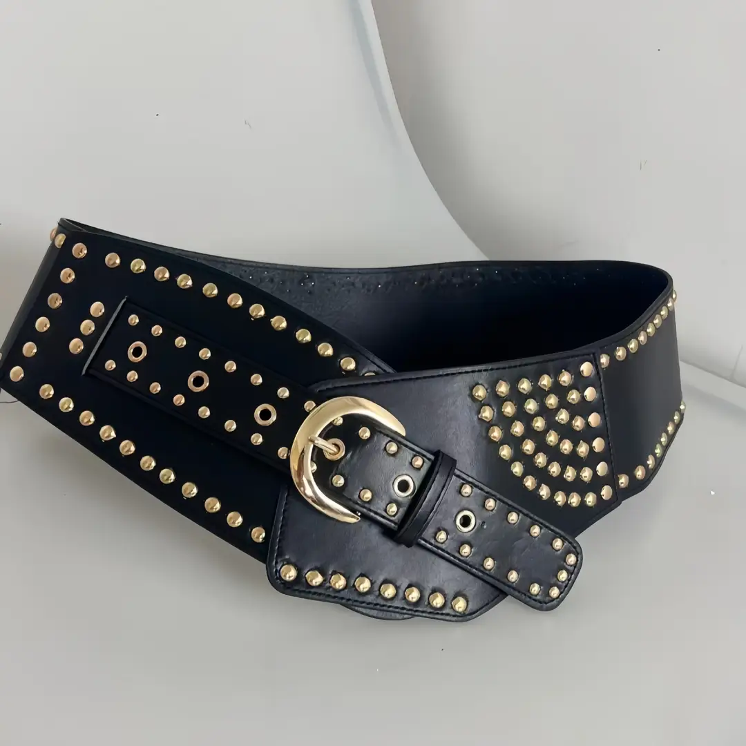 New Y2K rivet punk wide belt personalized hot girl fashion Joker retro cross-border belt supply