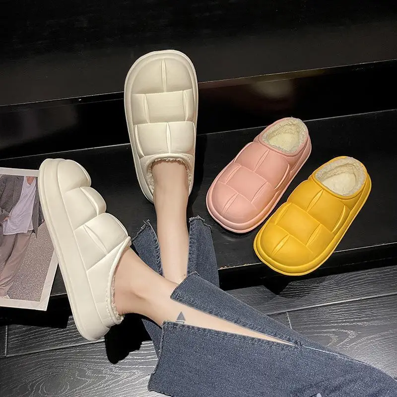 New Petal Cotton Slippers for Women, Autumn and Winter New Couple Cotton Shoes for Men, Indoor, Home, Non-Slip, Outdoor, Waterproof - Image 8