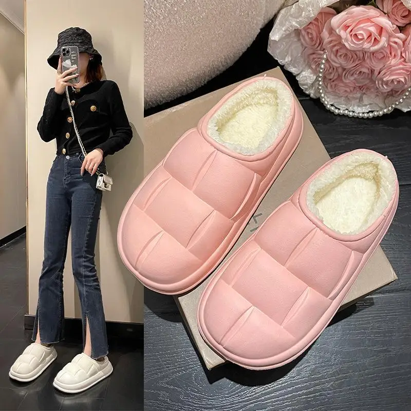 New Petal Cotton Slippers for Women, Autumn and Winter New Couple Cotton Shoes for Men, Indoor, Home, Non-Slip, Outdoor, Waterproof - Image 9