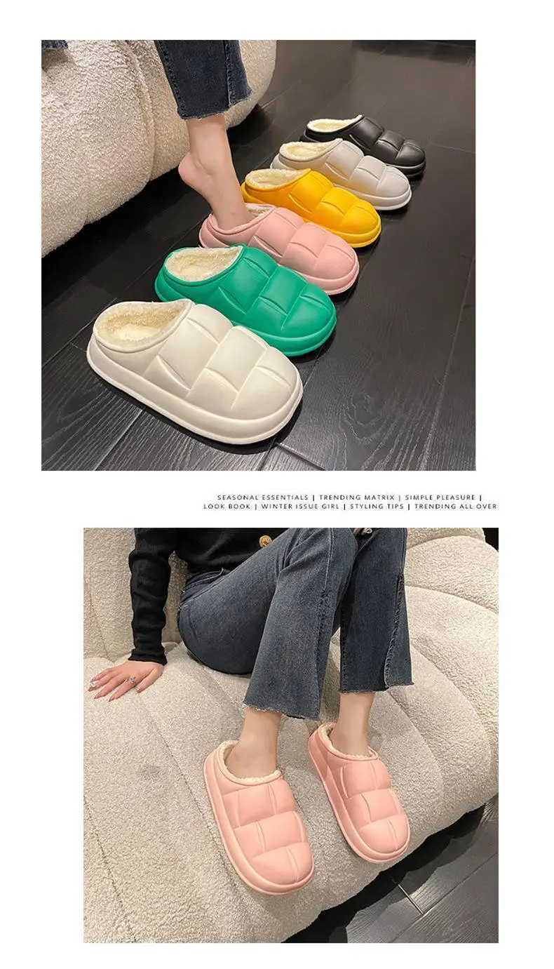 New Petal Cotton Slippers for Women, Autumn and Winter New Couple Cotton Shoes for Men, Indoor, Home, Non-Slip, Outdoor, Waterproof — feature 2