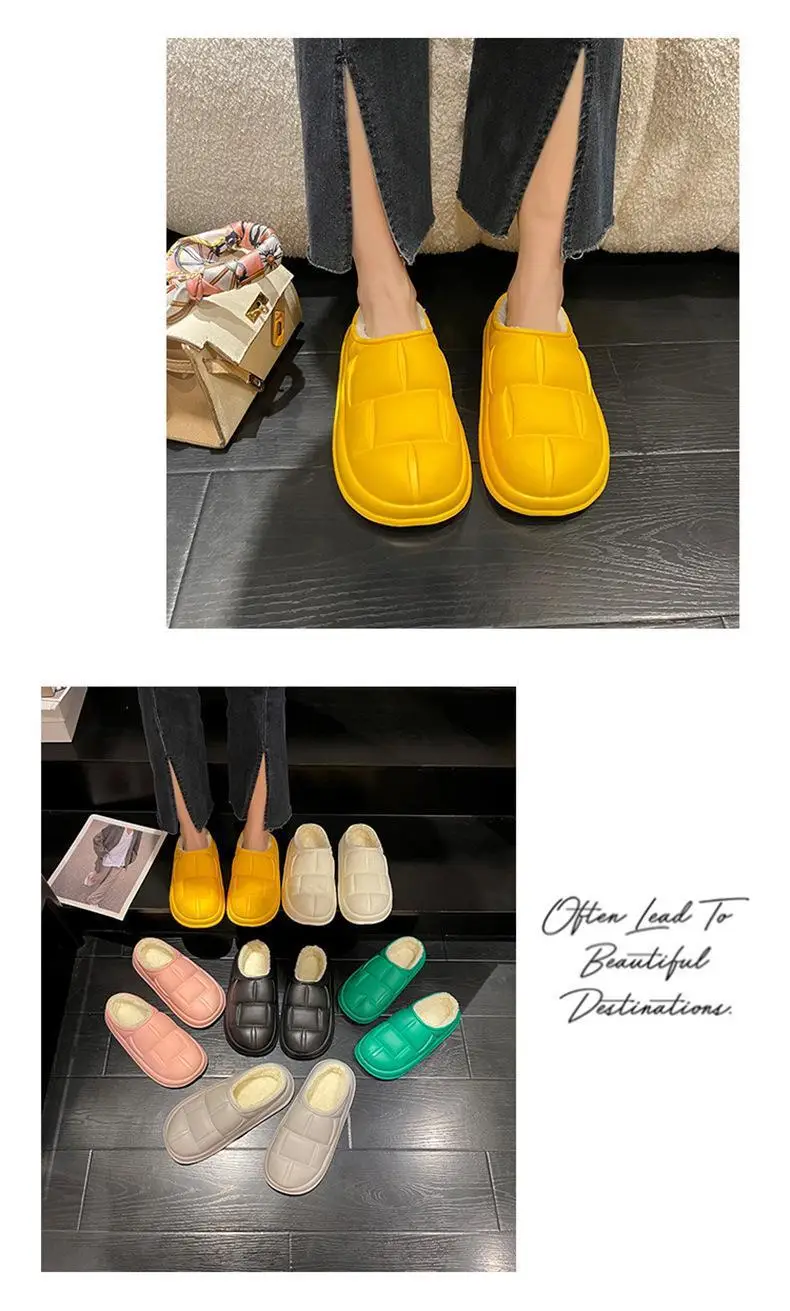 New Petal Cotton Slippers for Women, Autumn and Winter New Couple Cotton Shoes for Men, Indoor, Home, Non-Slip, Outdoor, Waterproof — feature 6
