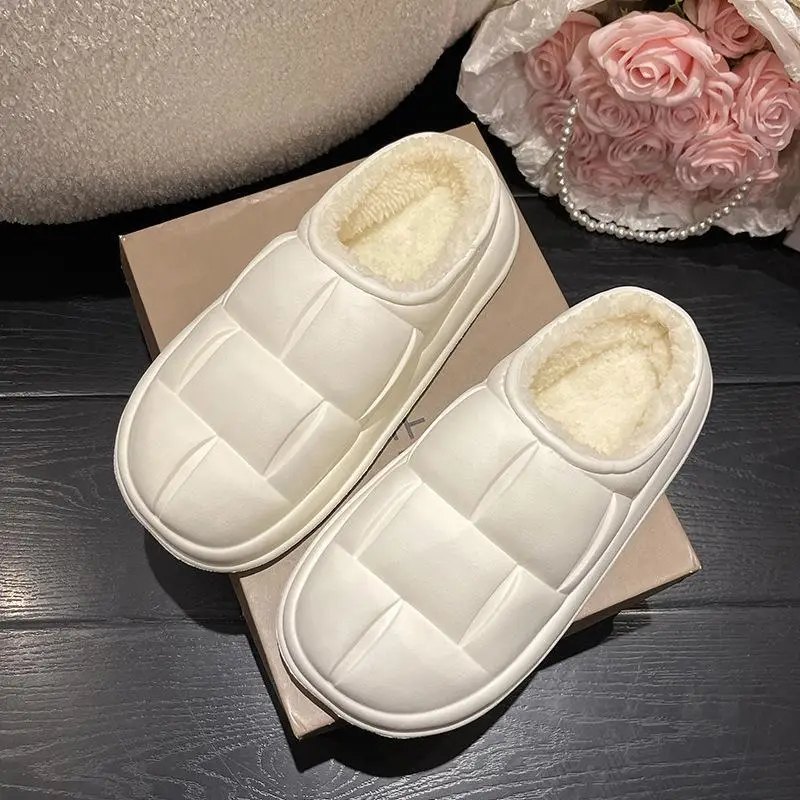 New Petal Cotton Slippers for Women, Autumn and Winter New Couple Cotton Shoes for Men, Indoor, Home, Non-Slip, Outdoor, Waterproof - Image 2
