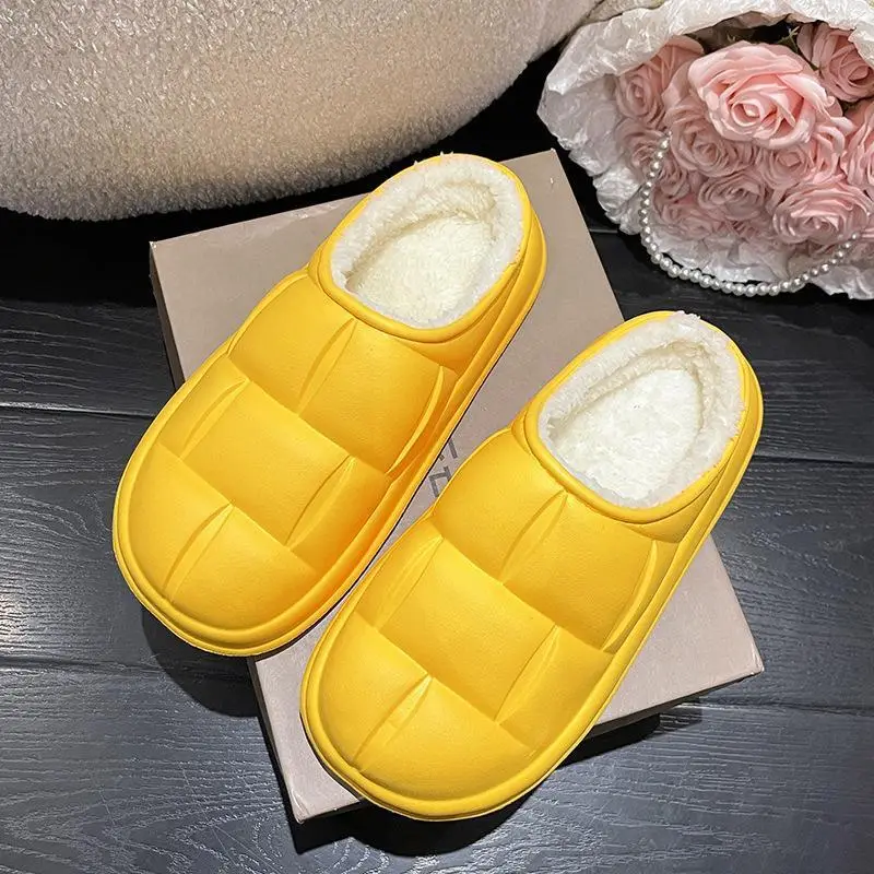 New Petal Cotton Slippers for Women, Autumn and Winter New Couple Cotton Shoes for Men, Indoor, Home, Non-Slip, Outdoor, Waterproof - Image 4