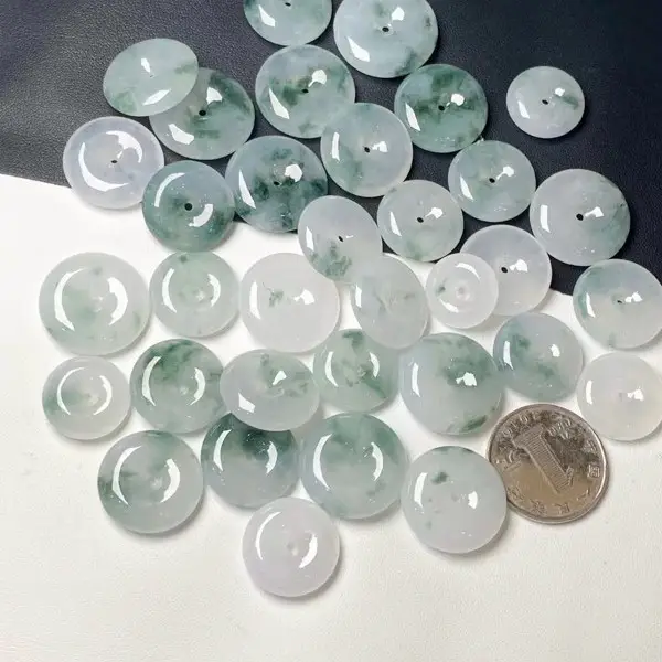 Green Jade Floating Flower Buckle Pendants - Image 2