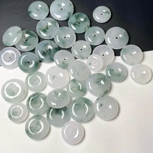 Green Jade Floating Flower Buckle Pendants - Image 3