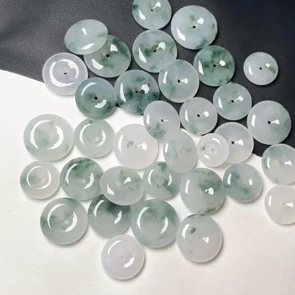 Green Jade Floating Flower Buckle Pendants - Image 4