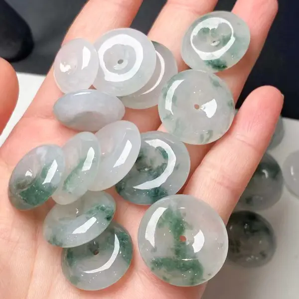 Green Jade Floating Flower Buckle Pendants - Image 5