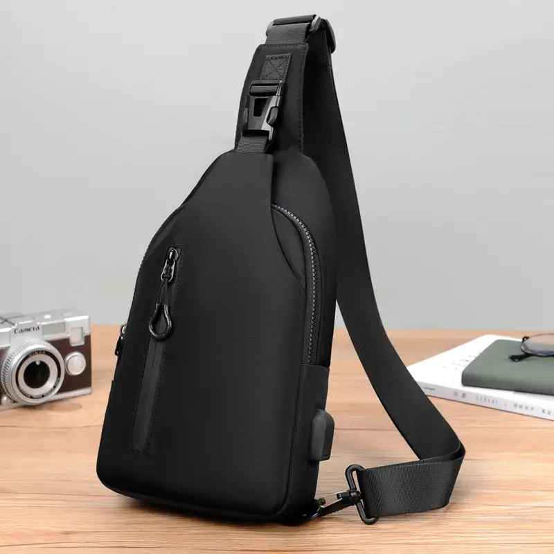 Men's Black Oxford Chest Messenger Bag - Image 5