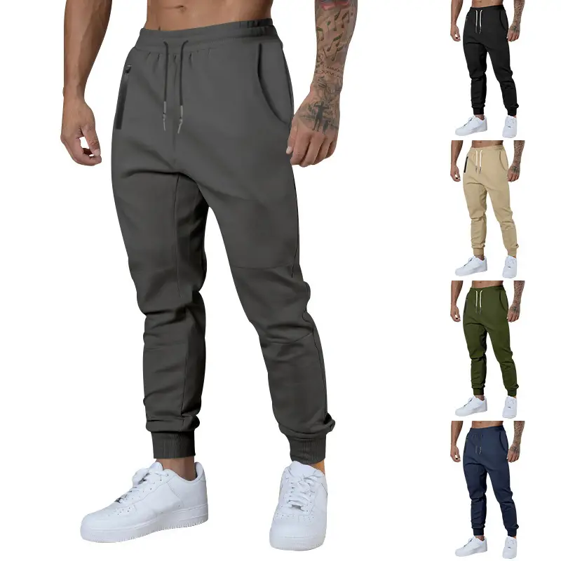 Men Drawstring Casual Trousers Navy Blue Breathable - Image 9