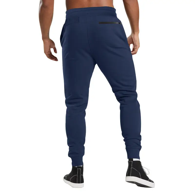 Men Drawstring Casual Trousers Navy Blue Breathable — feature 11