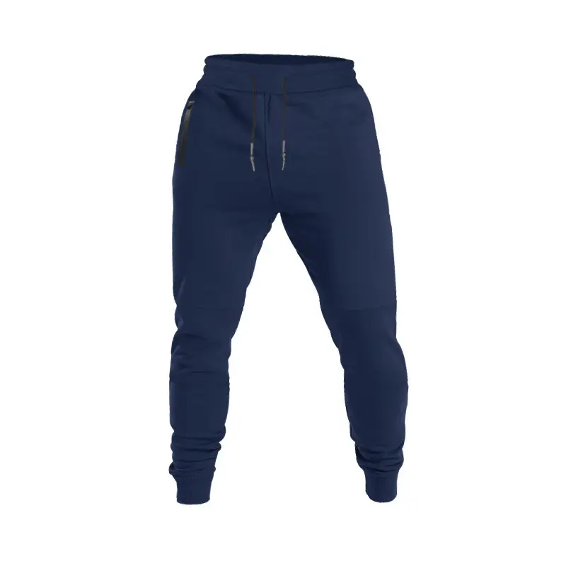 Men Drawstring Casual Trousers Navy Blue Breathable — feature 12