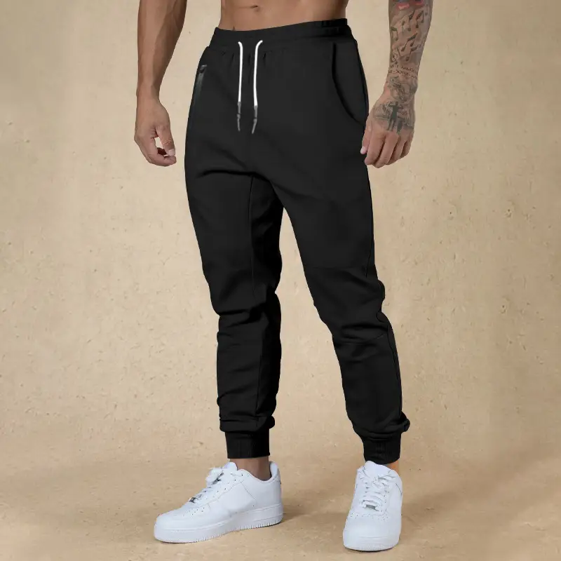 Men Drawstring Casual Trousers Navy Blue Breathable — feature 22