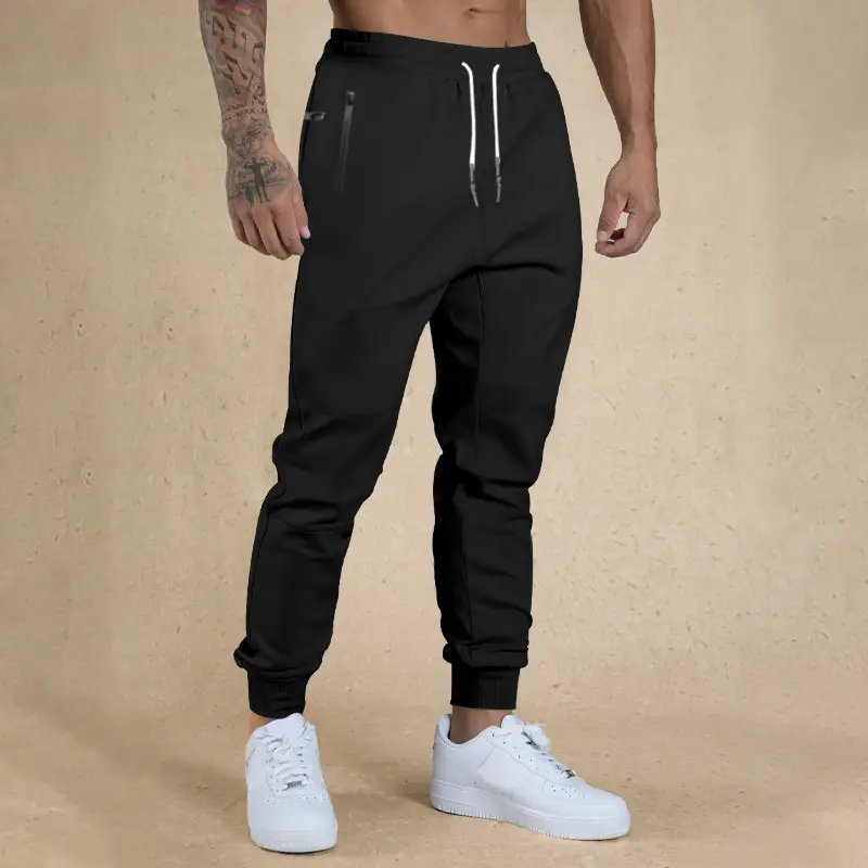 Men Drawstring Casual Trousers Navy Blue Breathable — feature 23