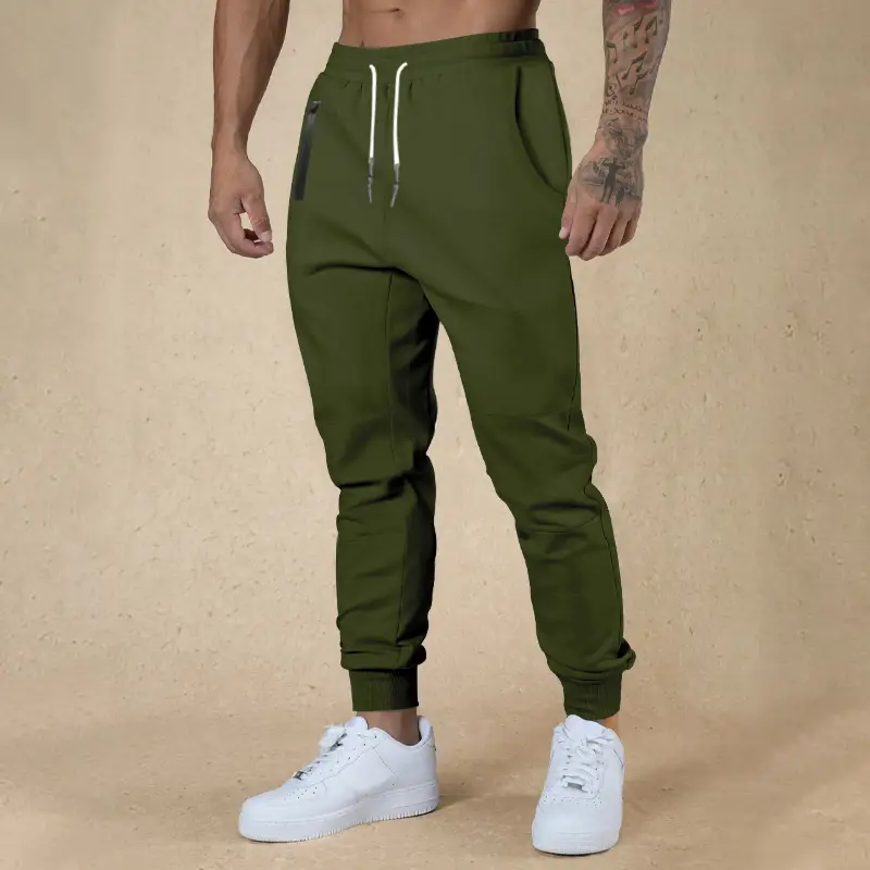 Men Drawstring Casual Trousers Navy Blue Breathable — feature 29