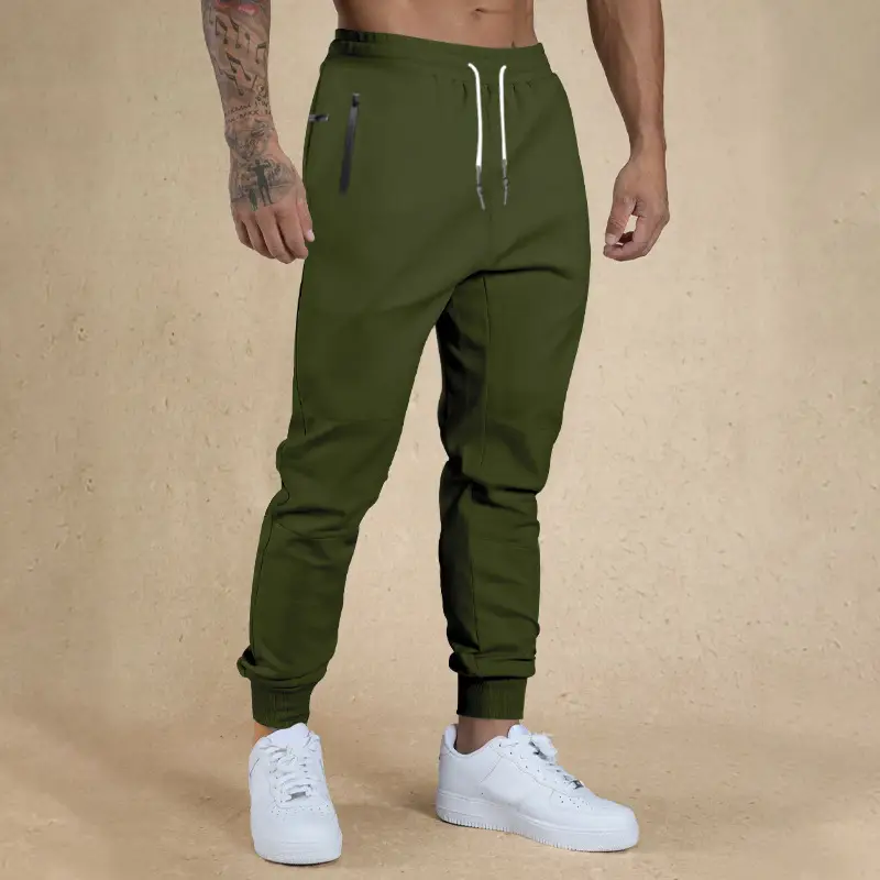 Men Drawstring Casual Trousers Navy Blue Breathable — feature 30