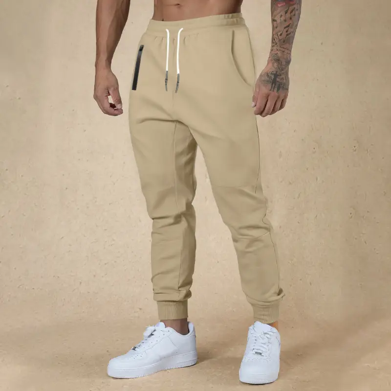 Men Drawstring Casual Trousers Navy Blue Breathable — feature 36
