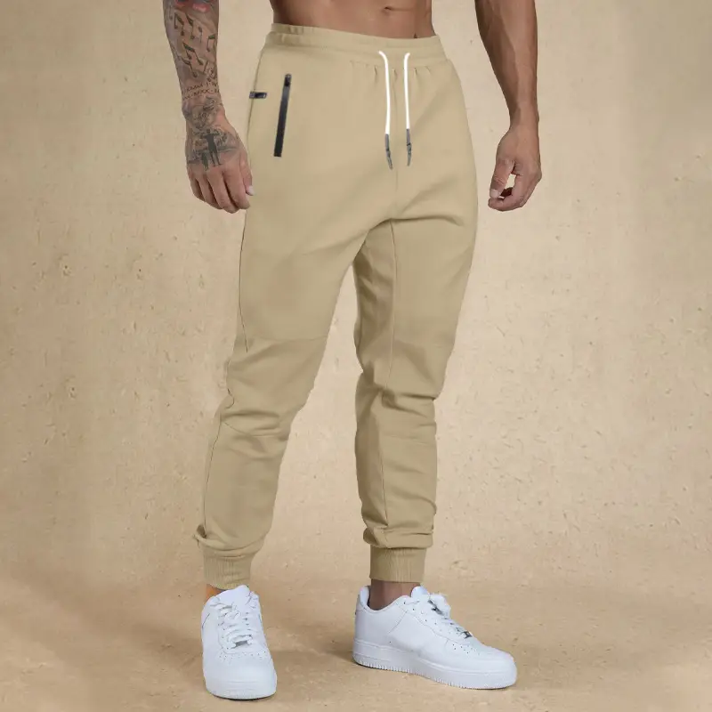 Men Drawstring Casual Trousers Navy Blue Breathable — feature 37