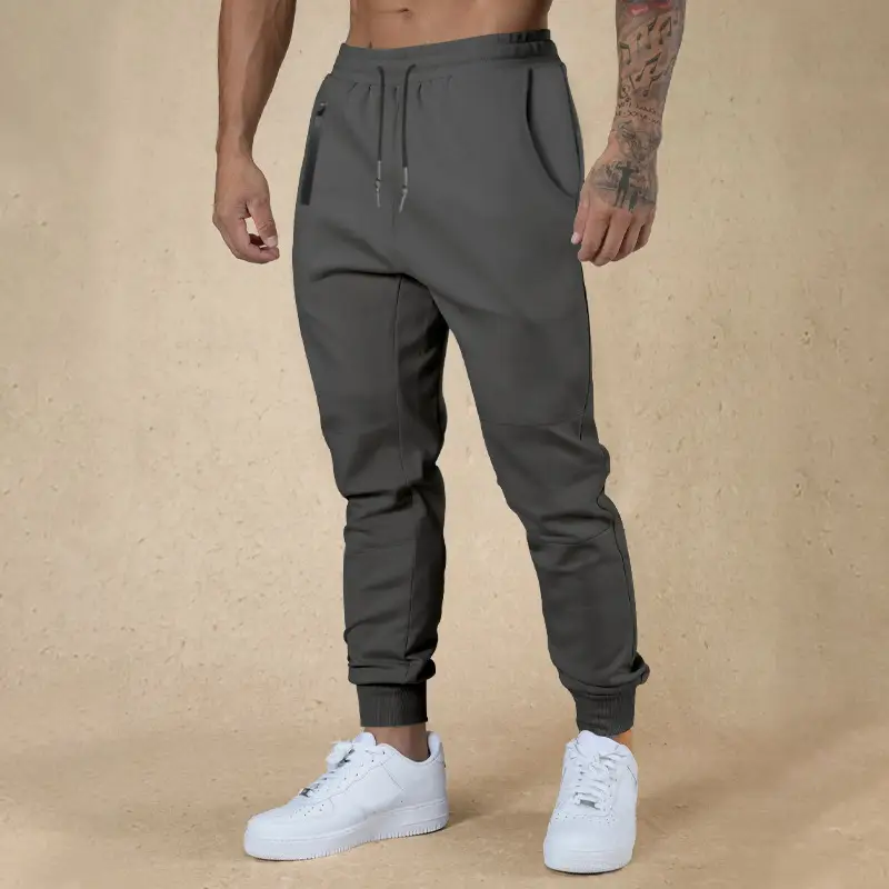 Men Drawstring Casual Trousers Navy Blue Breathable — feature 43