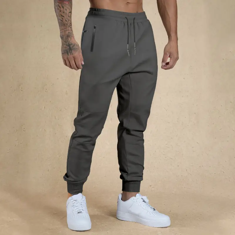 Men Drawstring Casual Trousers Navy Blue Breathable — feature 44