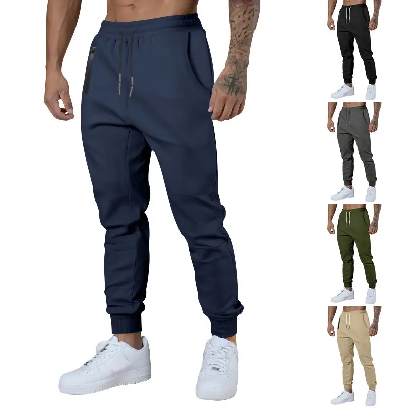 Men Drawstring Casual Trousers Navy Blue Breathable — feature 9