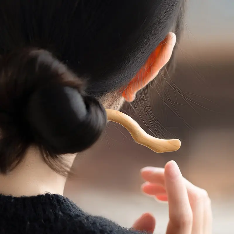 Peach Wood New Year Hairpin Chinese Style - Image 28