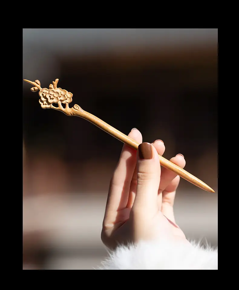 Peach Wood New Year Hairpin Chinese Style — feature 5