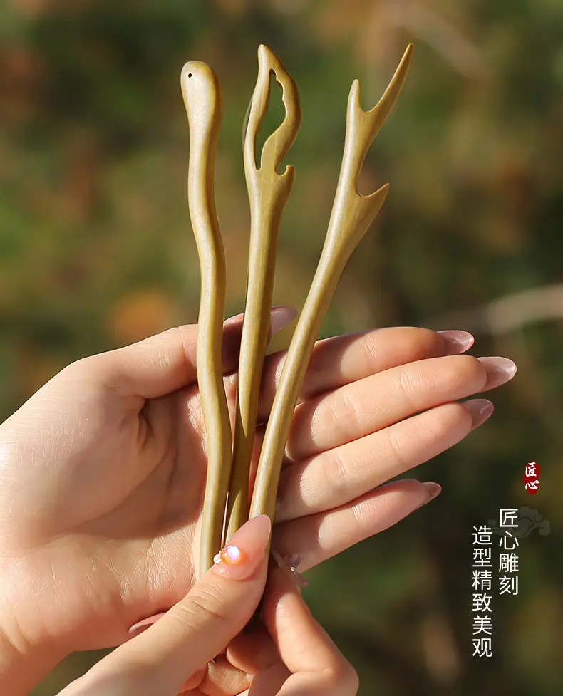 Peach Wood New Year Hairpin Chinese Style — feature 6